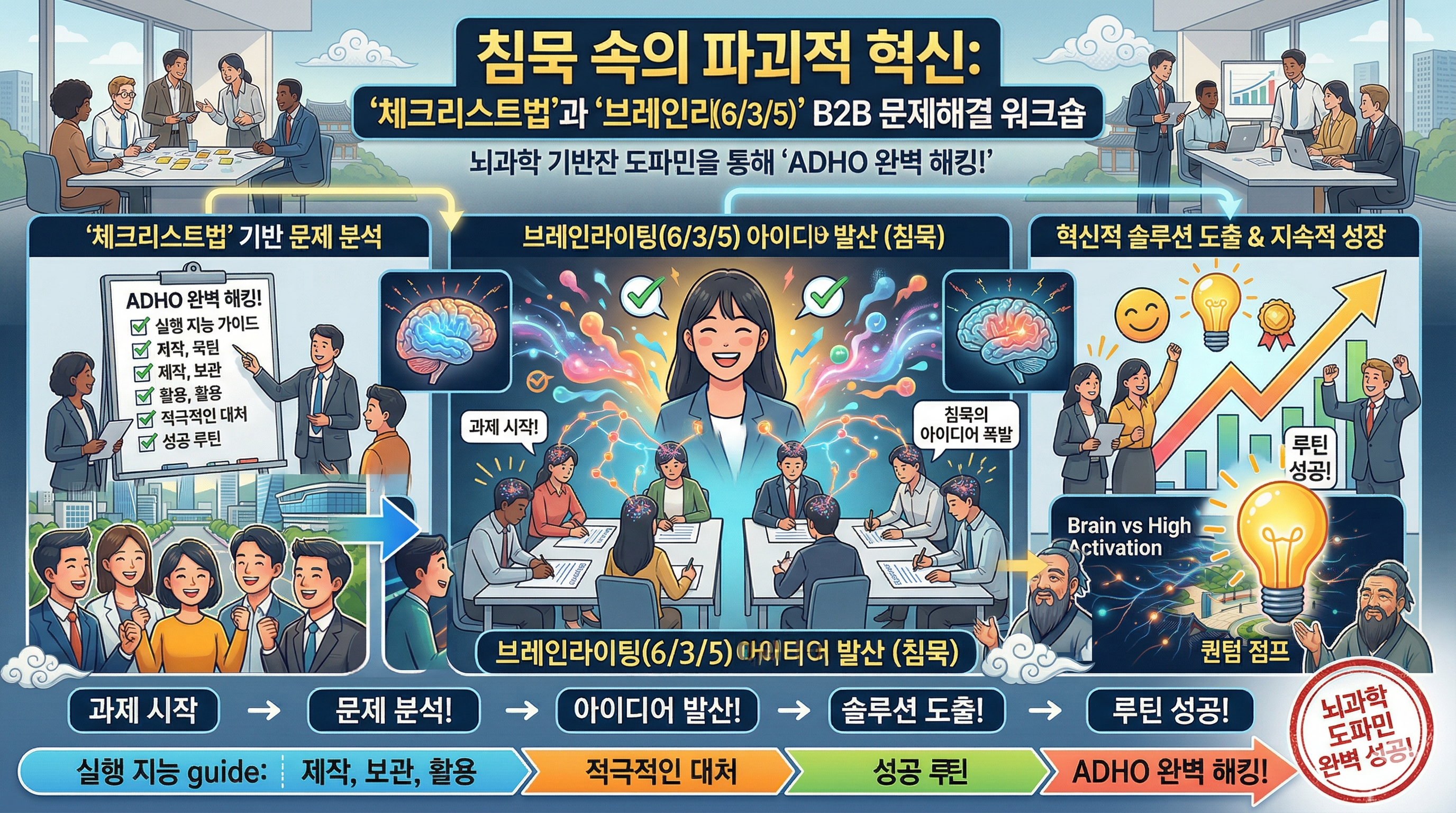 침묵 속의 파괴적 혁신: '체크리스트법'과 '브레인라이팅(6/3/5)' B2B 문제해결 워크숍 | 부업의신 침묵 속의 파괴적 혁신: '체크리스트법'과 '브레인라이팅(6/3/5)' B2B 문제해결 워크숍 - 창업 & 소상공인 솔루션 아이디어 썸네일