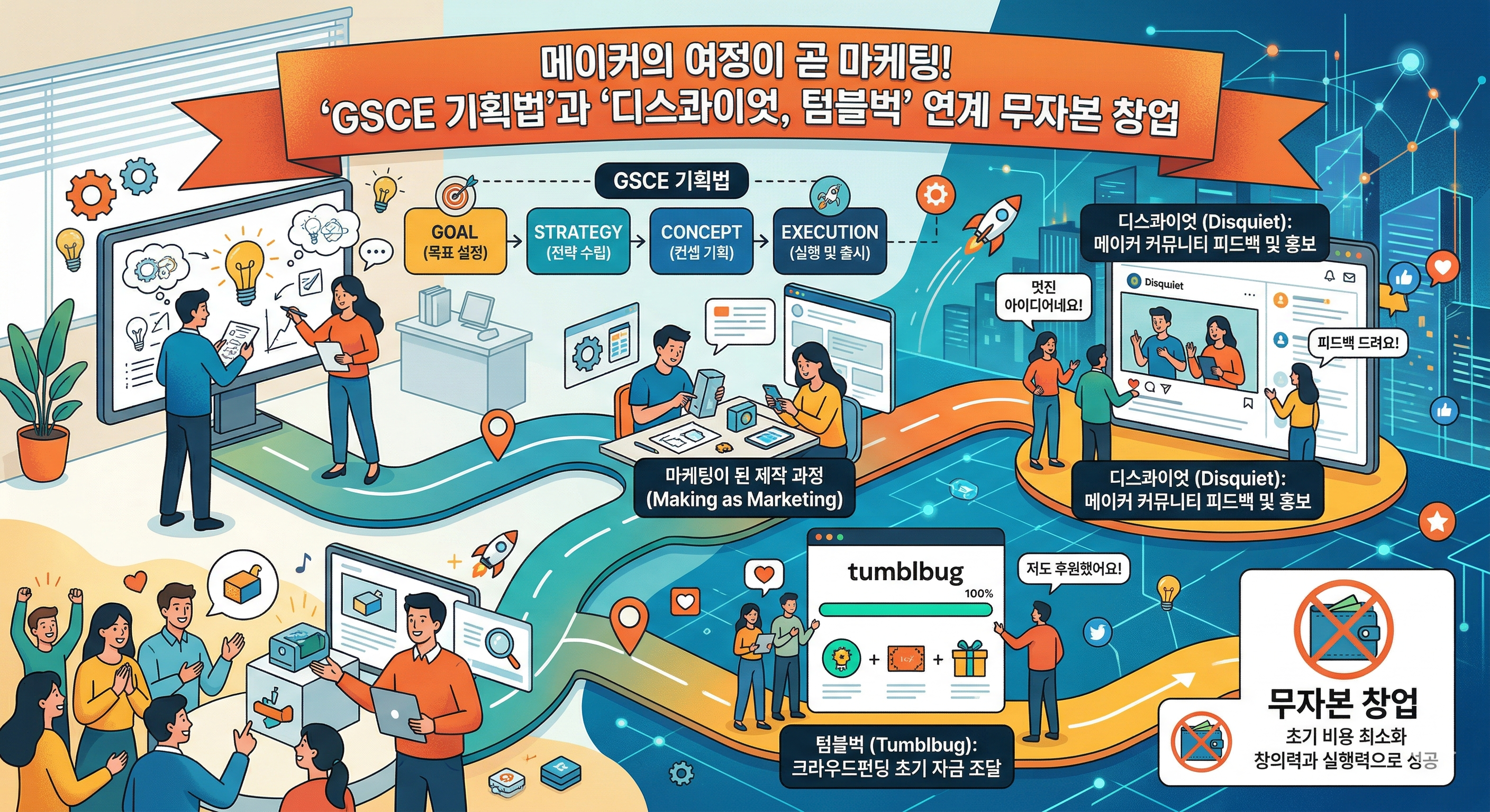메이커의 여정이 곧 마케팅! 'GSCE 기획법'과 '디스콰이엇, 텀블벅' 연계 무자본 창업 - N잡 & 무자본 부업 아이디어 썸네일