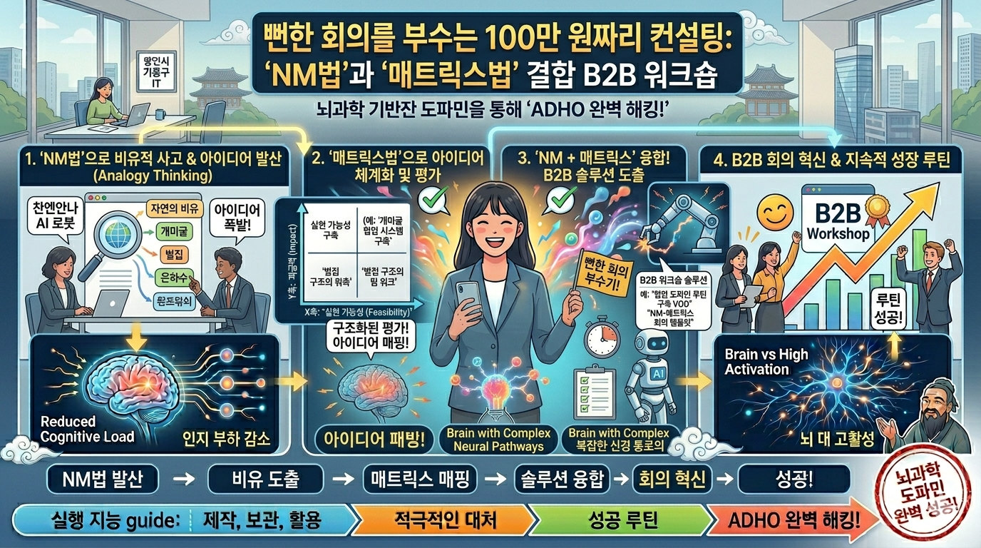 뻔한 회의를 부수는 100만 원짜리 컨설팅: 'NM법'과 '매트릭스법' 결합 B2B 워크숍 - 창업 & 소상공인 솔루션 아이디어 썸네일
