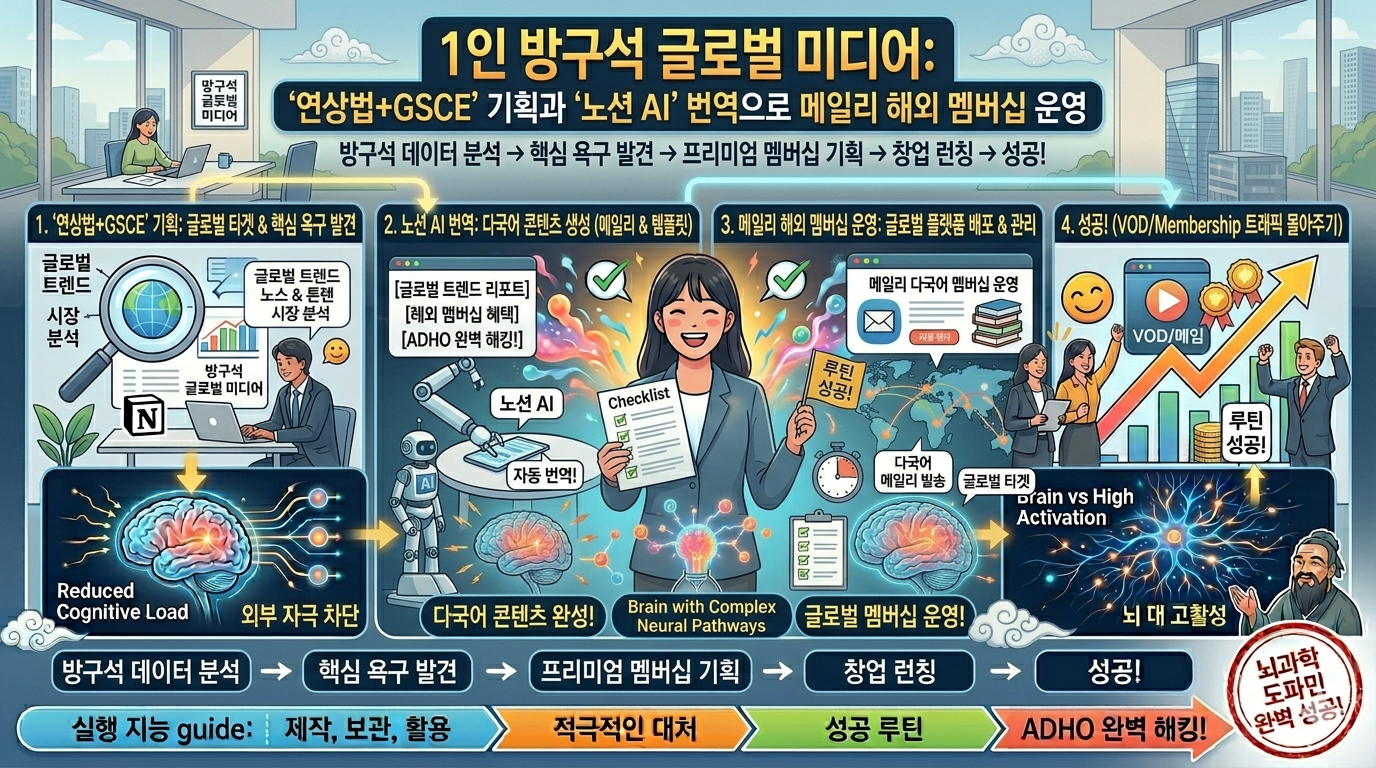 1인 방구석 글로벌 미디어: '연상법+GSCE' 기획과 '노션 AI' 번역으로 메일리 해외 멤버십 운영 | 부업의신 1인 방구석 글로벌 미디어: '연상법+GSCE' 기획과 '노션 AI' 번역으로 메일리 해외 멤버십 운영 - 마케팅 & 콘텐츠 기획 아이디어 썸네일