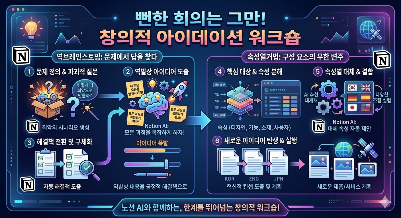 뻔한 회의는 그만! 역브레인스토밍과 속성열거법을 활용한 아이데이션 워크숍 | 창업의추억 뻔한 회의는 그만! 역브레인스토밍과 속성열거법을 활용한 아이데이션 워크숍 - 창업 & 소상공인 솔루션 아이디어 썸네일