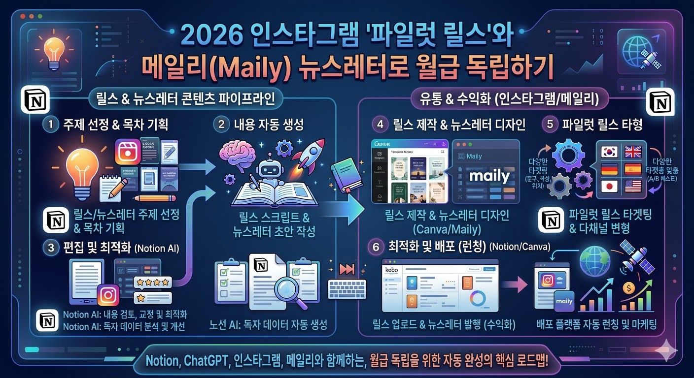 2026 인스타그램 '파일럿 릴스'와 메일리(Maily) 뉴스레터로 월급 독립하기 | 창업의추억 2026 인스타그램 '파일럿 릴스'와 메일리(Maily) 뉴스레터로 월급 독립하기 - N잡 & 무자본 부업 아이디어 썸네일
