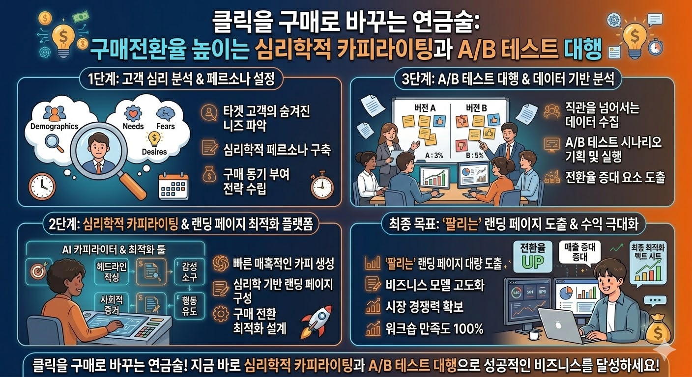  클릭을 구매로 바꾸는 연금술: 구매전환율 높이는 심리학적 카피라이팅과 A/B 테스트 대행  - 마케팅 & 콘텐츠 기획 아이디어 썸네일