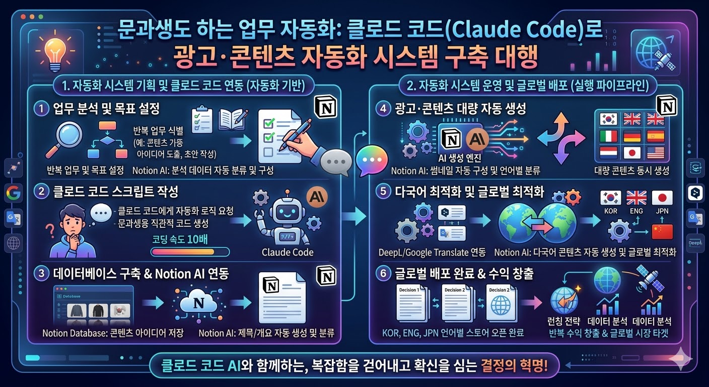 문과생도 하는 업무 자동화: 클로드 코드(Claude Code)로 광고·콘텐츠 자동화 시스템 구축 대행  - AI & 업무 자동화 아이디어 썸네일
